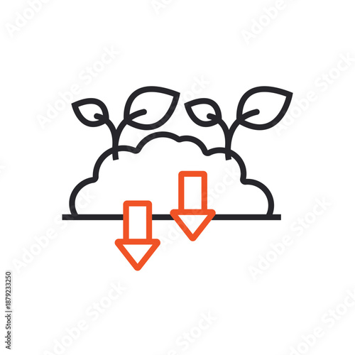 decrease co2 icons outline and Flat Style,transparent background