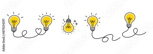 Background creative idea with hand drawn light bulb and lines