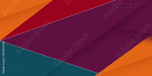 Abstract colorful overlap papercut background. Simple overlap triangle orange, green, red, and purple pattern background. Eps10 vector