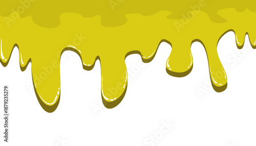 Yellow liquid drips on white background.