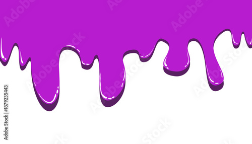 Purple liquid drips on white background.
