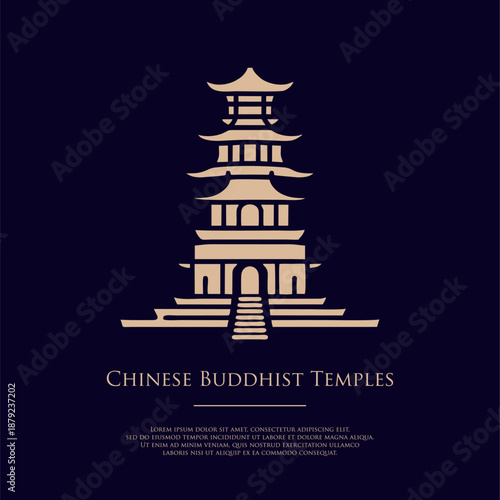 Traditional culture building illustration. monastery illustration