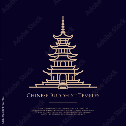 Traditional culture building illustration. monastery illustration