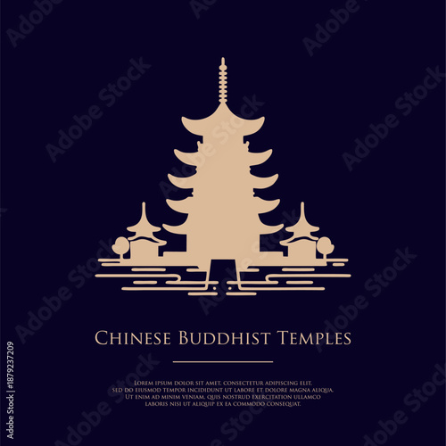 Traditional culture building illustration. monastery illustration