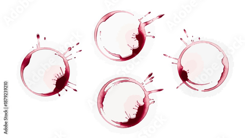 Red Wine Glass Stain Rings Seamless Pattern Background