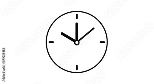 A clear minimalist analog clock icon with bold black hands accurately indicating ten o'clock on a pure white background, symbolizing precise