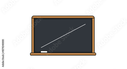 Vector illustration of a classic school blackboard featuring a simple diagonal chalk line and a single piece of white chalk, perfect for educational