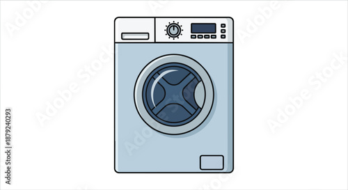 Front-loading washing machine flat design illustration for modern home laundry concepts