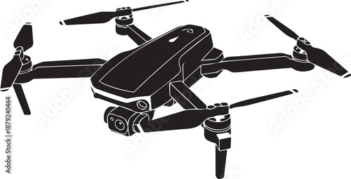 Modern drone with camera ready for flight