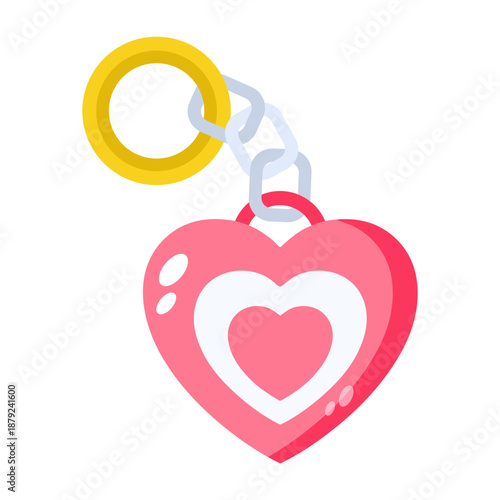 A flat style icon depicting a keychain
