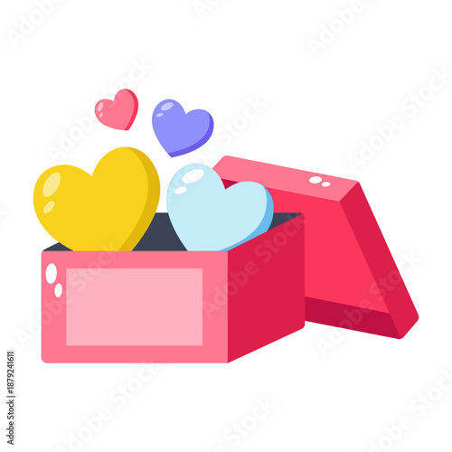 A flat style icon showing valentine surprise