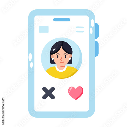 A flat style icon depicting dating app