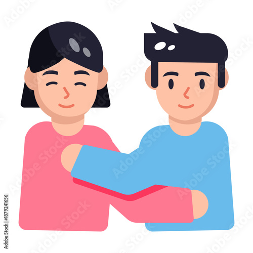 A flat style icon representing hugging