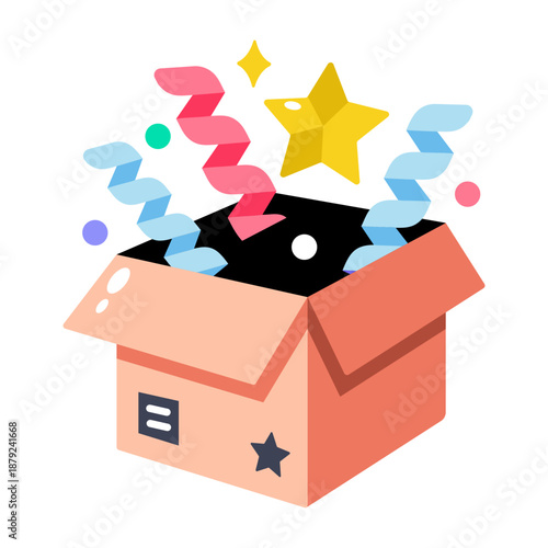 A flat style icon showing a surprise