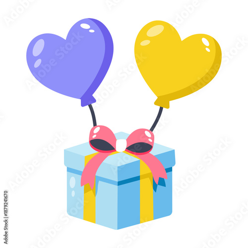 A flat style icon representing a present