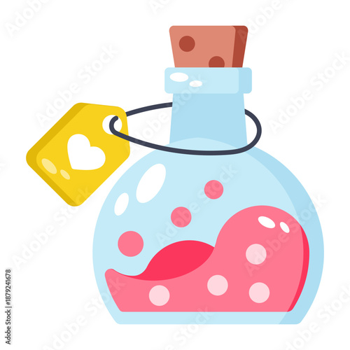 A flat style icon showing a love potion