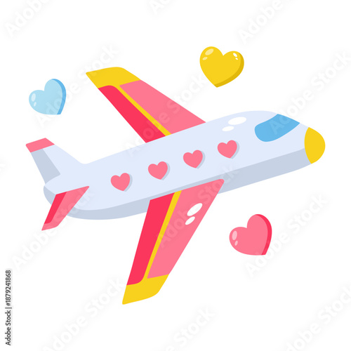 A flat style icon depicting a flight