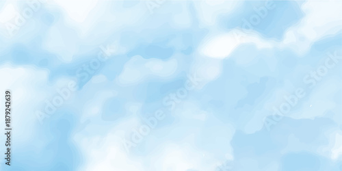 A beautiful blue sky background with fluffy white cumulus clouds creates a bright natural cloudscape on a clear summer day