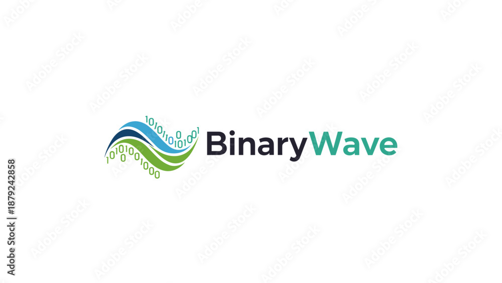 Naklejka premium Binary Wave Logo Design Element.