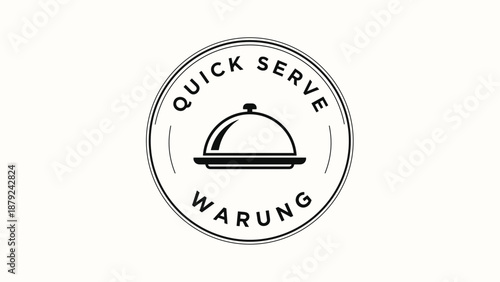Black and White Food Serving Logo.