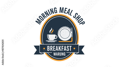 Breakfast Logo with Coffee Cup Design.