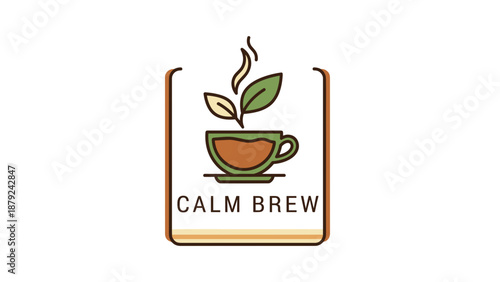 Calm Brew Coffee Cup Illustration Design.