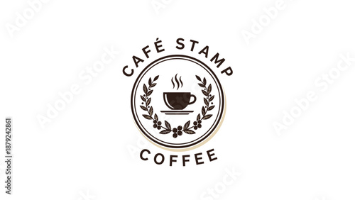 Cafe Stamp Coffee Logo Design Element.