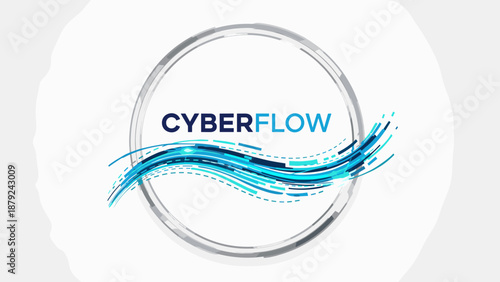 Cyberflow Logo Design with Blue Waves.