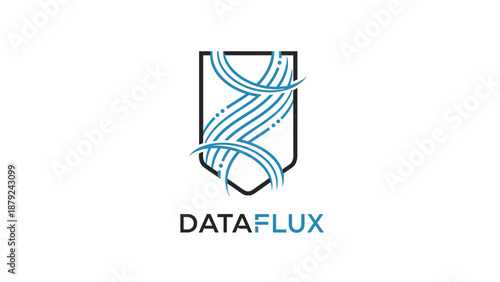 Dataflux Logo Design with Shield and Streams.