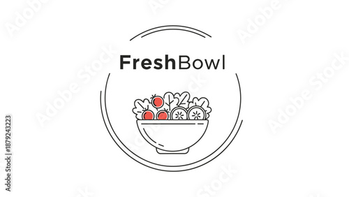 Fresh Bowl Logo with Healthy Food.