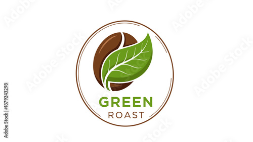 Green Roast Coffee Bean Logo Design.