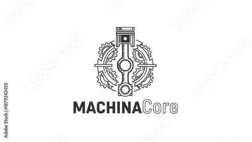 Machina Core Piston Engine Logo Design.