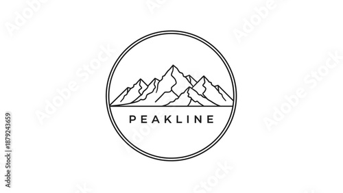 Simple Line Art Mountain Logo Design.