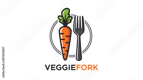 Veggiefork Logo with Carrot and Fork.