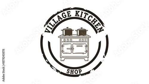 Village Kitchen Shop Stove Logo Design.