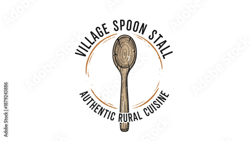 Vintage Metal Spoon Logo Design Element.