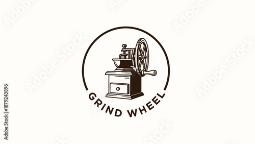 Vintage Coffee Grinder Illustration Design.