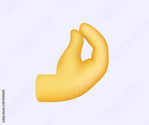 Pinched fingers emoji vector illustration. An emoji showing the fingers held togethe, Italian hand gesture. Famous italian hand gesture emoji. Expression of emotions and feelings. 3d icon
