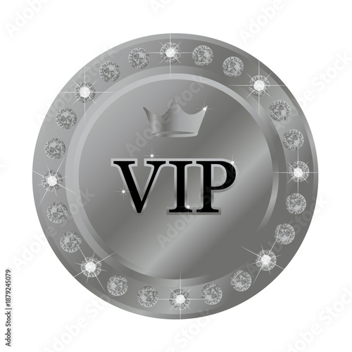 Vip silver circle with diamonds