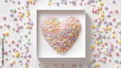 Wallpaper Mural Pastel Heart Shaped Sprinkles Arranged on White Background Torontodigital.ca