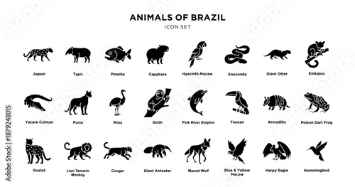Animals of Brazil icon set