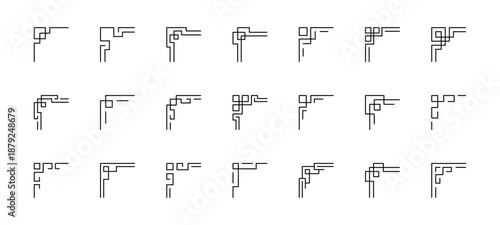 collection of geometric corner designs with editable strokes