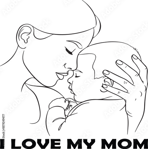 Tender mother holds her sleeping baby close, expressing deep maternal love.