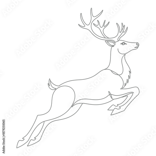 Leaping deer illustration isolated on white background, Vector