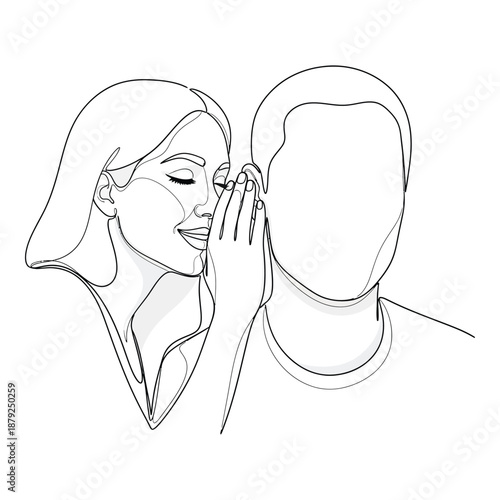 Whispering secrets isolated on white background, Vector