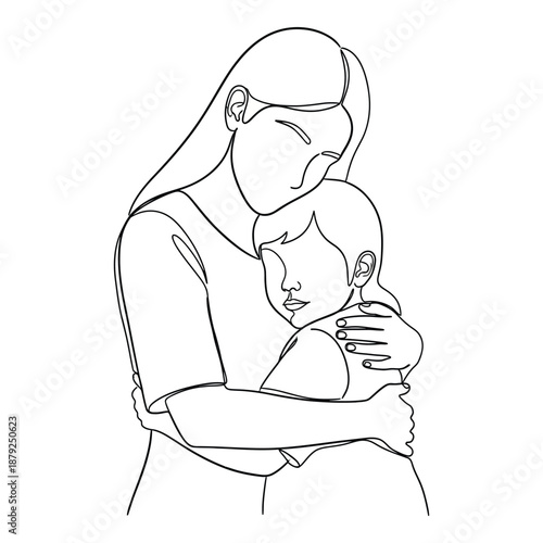 Woman holding child isolated on white background, Vector