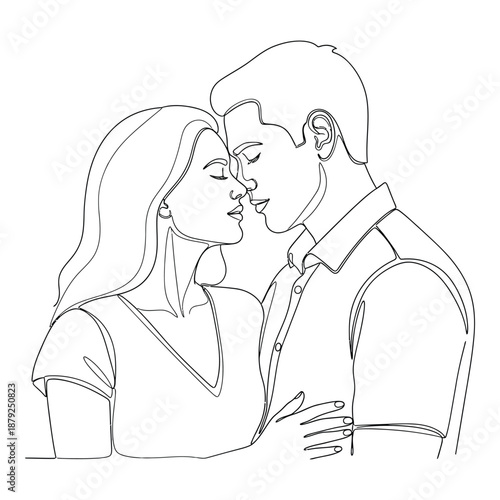Couple sharing an intimate moment isolated on white background, Vector