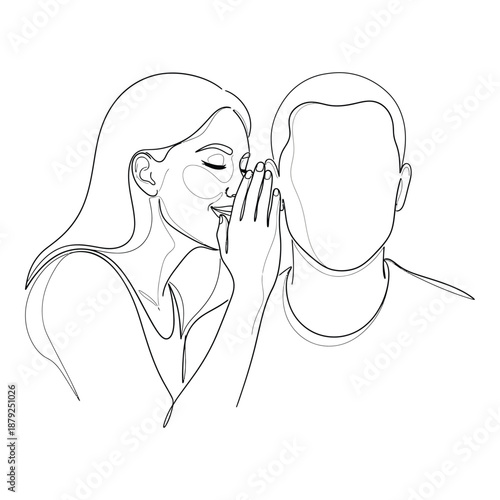 Woman whispering a secret isolated on white background, Vector