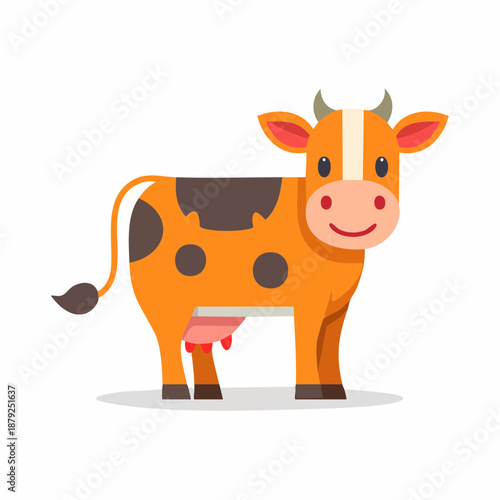 Cartoon cow illustration smiling animal with orange and brown spots