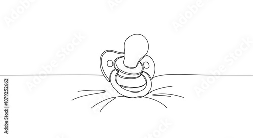 Line drawing of a pacifier on a transparent background illustrating a baby accessory for comfort and soothing during sleep or play.